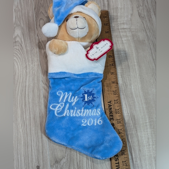 My 1st Christmas Baby Boy Stocking Blue Plush Teddy Bear " - Picture 6 of 7